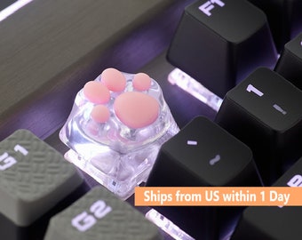 Kitten Paw Transparent Silicon & ABS Artisan Keycap Cute for Mechanical Keyboard Cherry MX