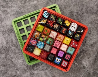 Stackable Keycaps Organizer/Box Artisan Aluminum Switches Storage with Acrylic Lid Layers Mechanical Keyboard