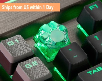 Snowflake Kitten Paw Transparent ABS & Silicon Artisan Keycap Mechanical Keyboard Green Red Cherry MX