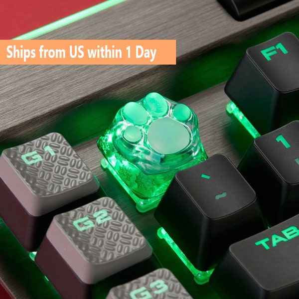 Snowflake Kitten Paw Transparent ABS & Silicon Artisan Keycap Mechanical Keyboard Green Red Cherry MX