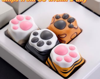 Kitten Paw Multi-Color ABS & Silicon Artisan Keycap Mechanical Keyboard Bengal cat, Rugdoll cat, Dragon-li Cat, Tiger cat paw keycap