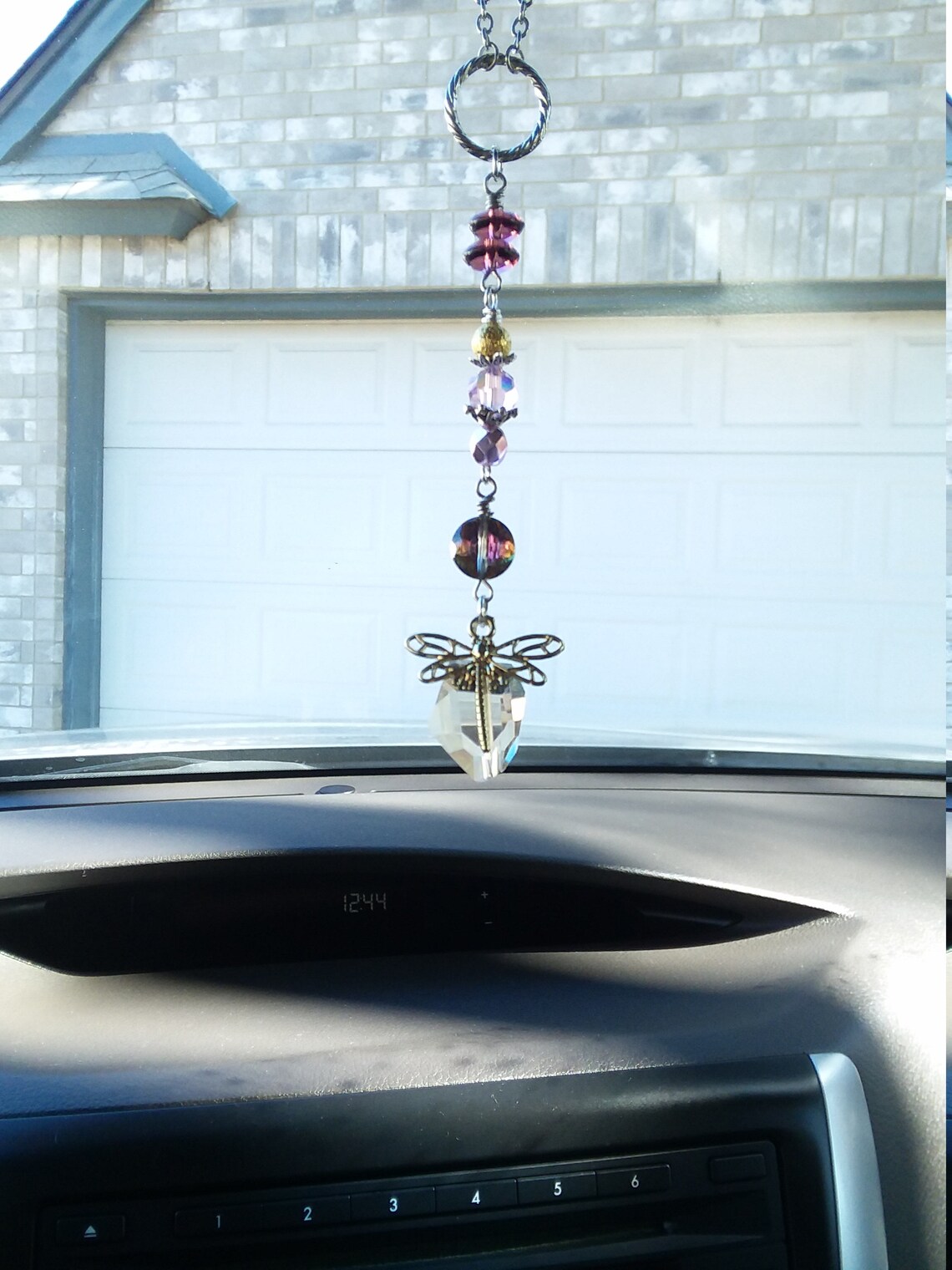Dragonfly Car Charm for Rear View Mirror Crystal Suncatcher Etsy