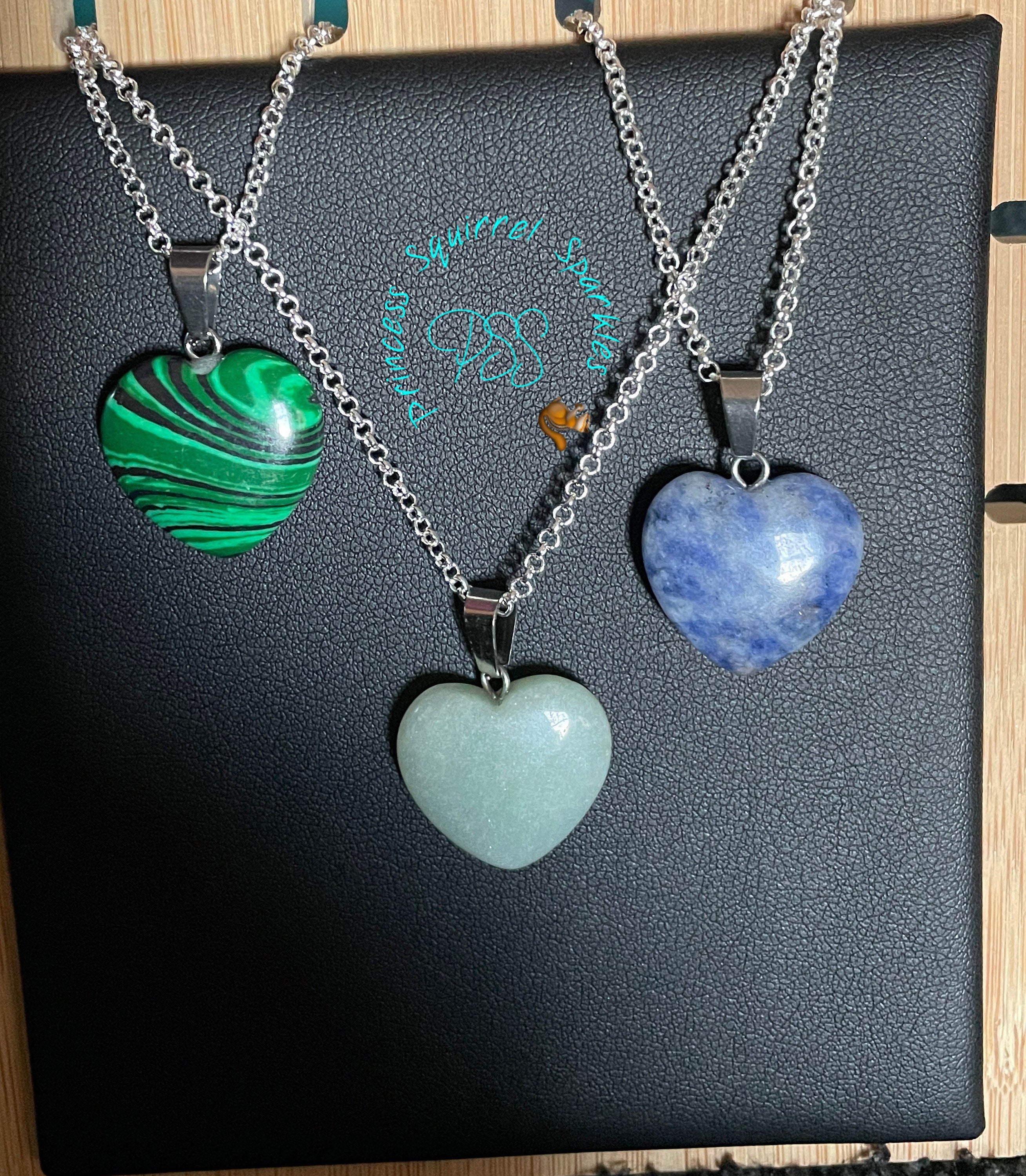 Gemstone heart necklace Etsy