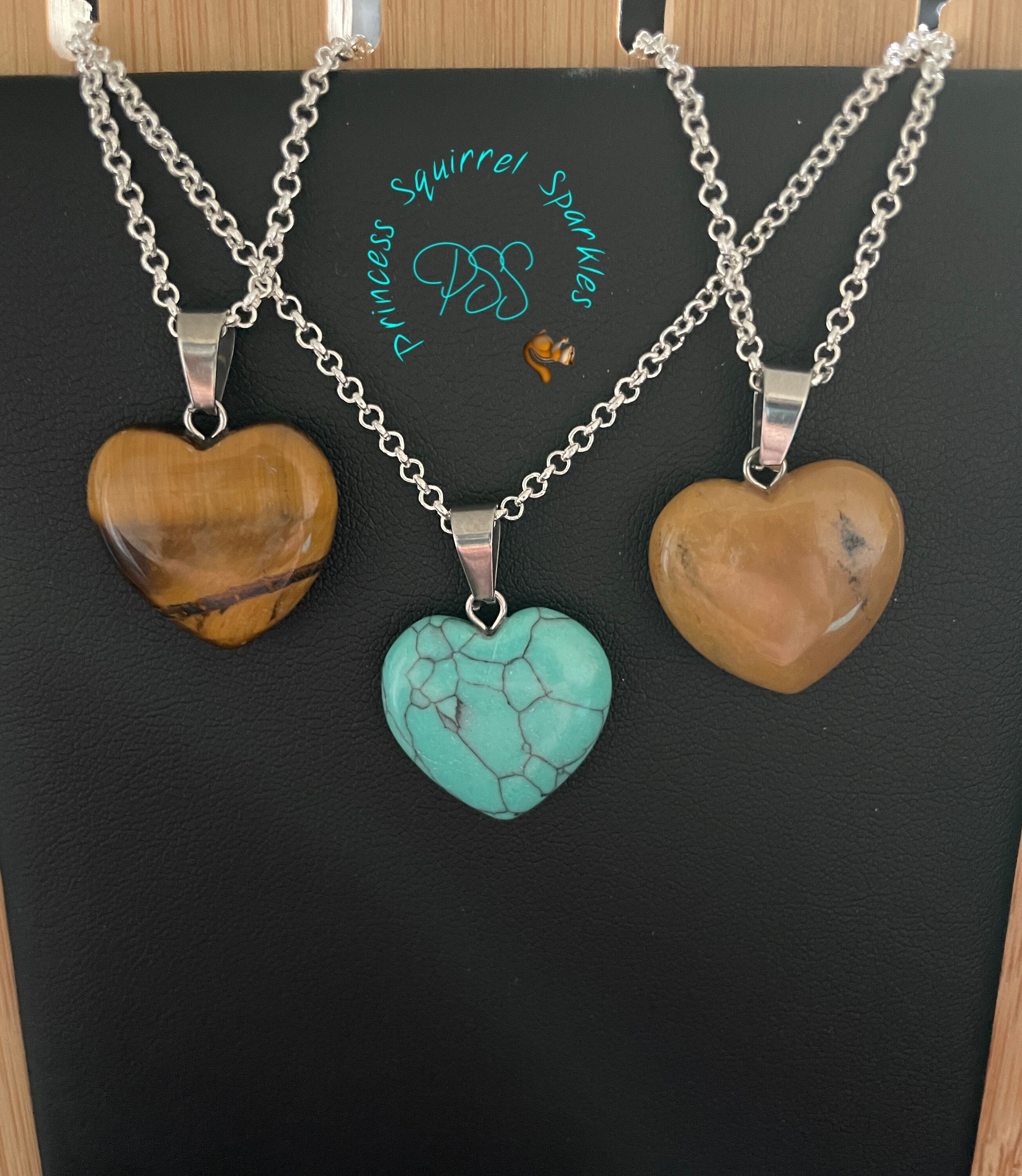 Gemstone heart necklace Etsy