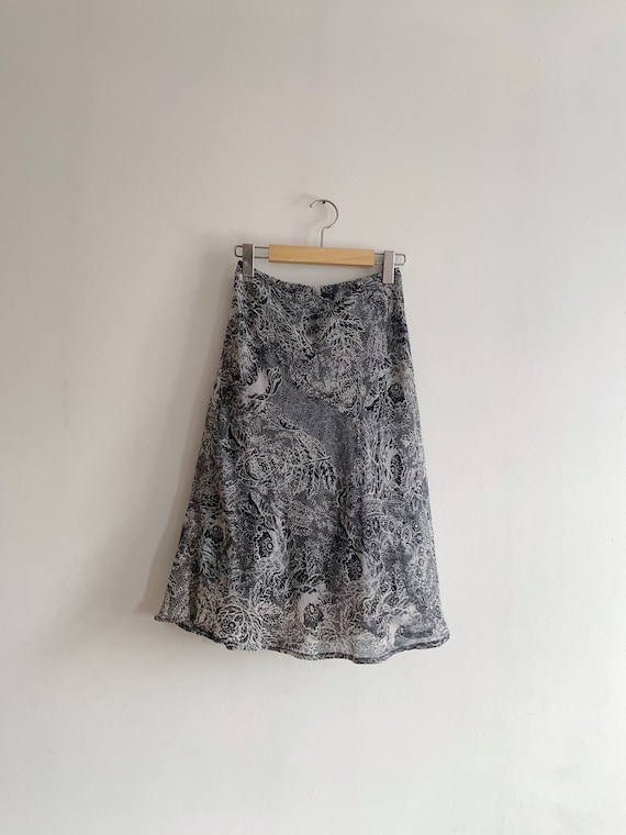 90s Y2K Floral Print Midi Skirt | 1990s 2000s Alt… - image 1