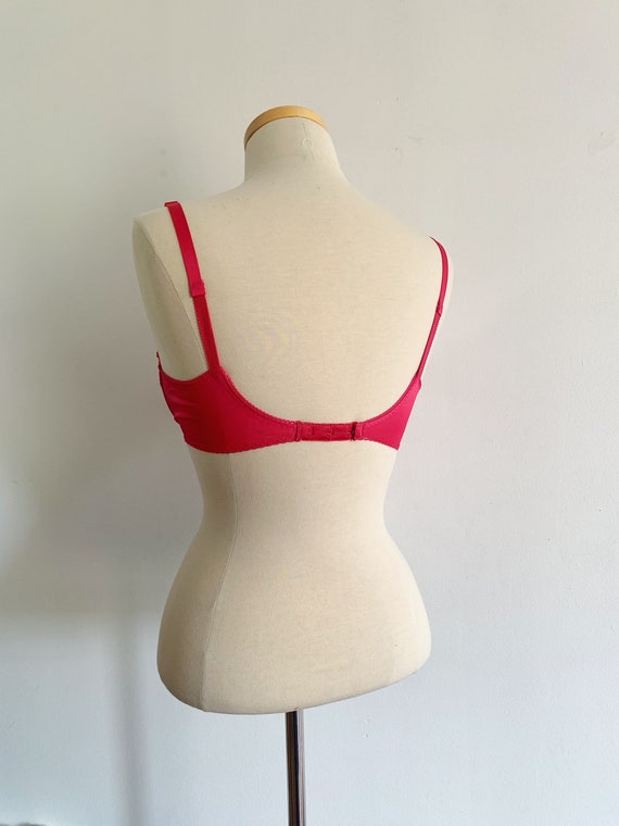 70s 80s 36C Fuchsia Pink Lace Unlined Bra | Vinta… - image 2