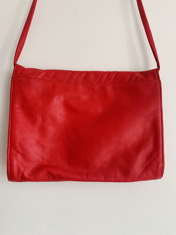 Vintage 80s Jane Shilton lipstick red leather cro… - image 5