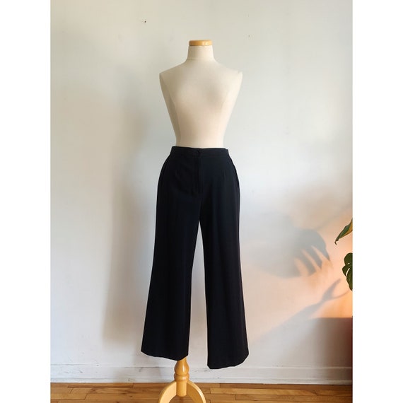 90s Y2K Mid Rise Crop Flare Pants w/ Velvet Strip… - image 5