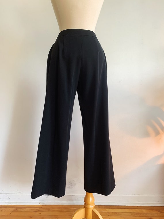 90s Y2K Mid Rise Crop Flare Pants w/ Velvet Strip… - image 4