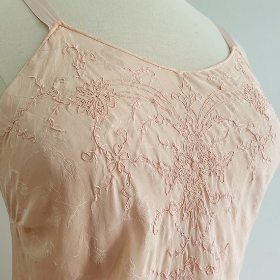 30s Jacquard Silk Embroidered Slip Dress | 1930s … - image 3