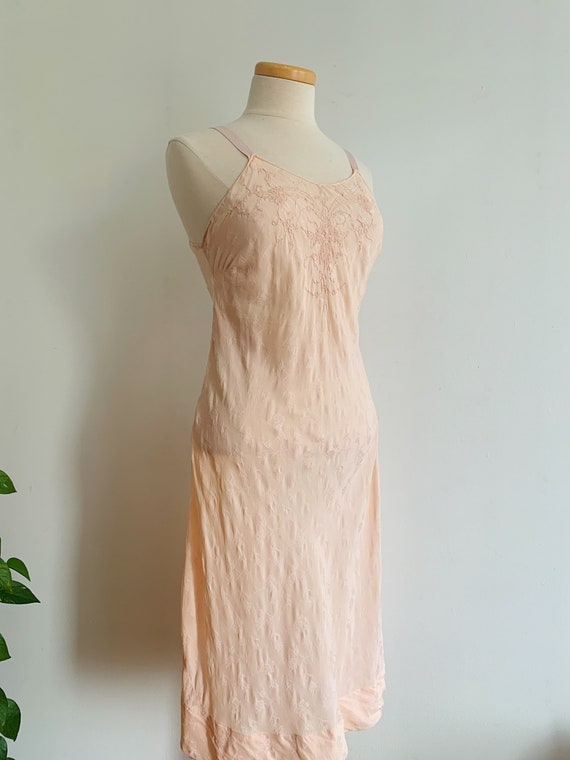 30s Jacquard Silk Embroidered Slip Dress | 1930s … - image 2