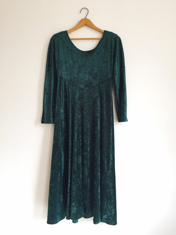 90s Goth Crushed Velvet Babydoll Maxi Dress