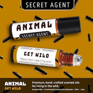 Secret Agent - Men&#39;s Cologne Rollerball - Rum, Cedar and Top secret scents. Premium, hand-crafted scented oil 10ml .33oz