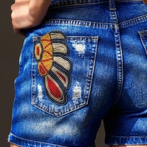Hand Beaded Wing Applique Patch Pair – Sew On Boho Denim Accent