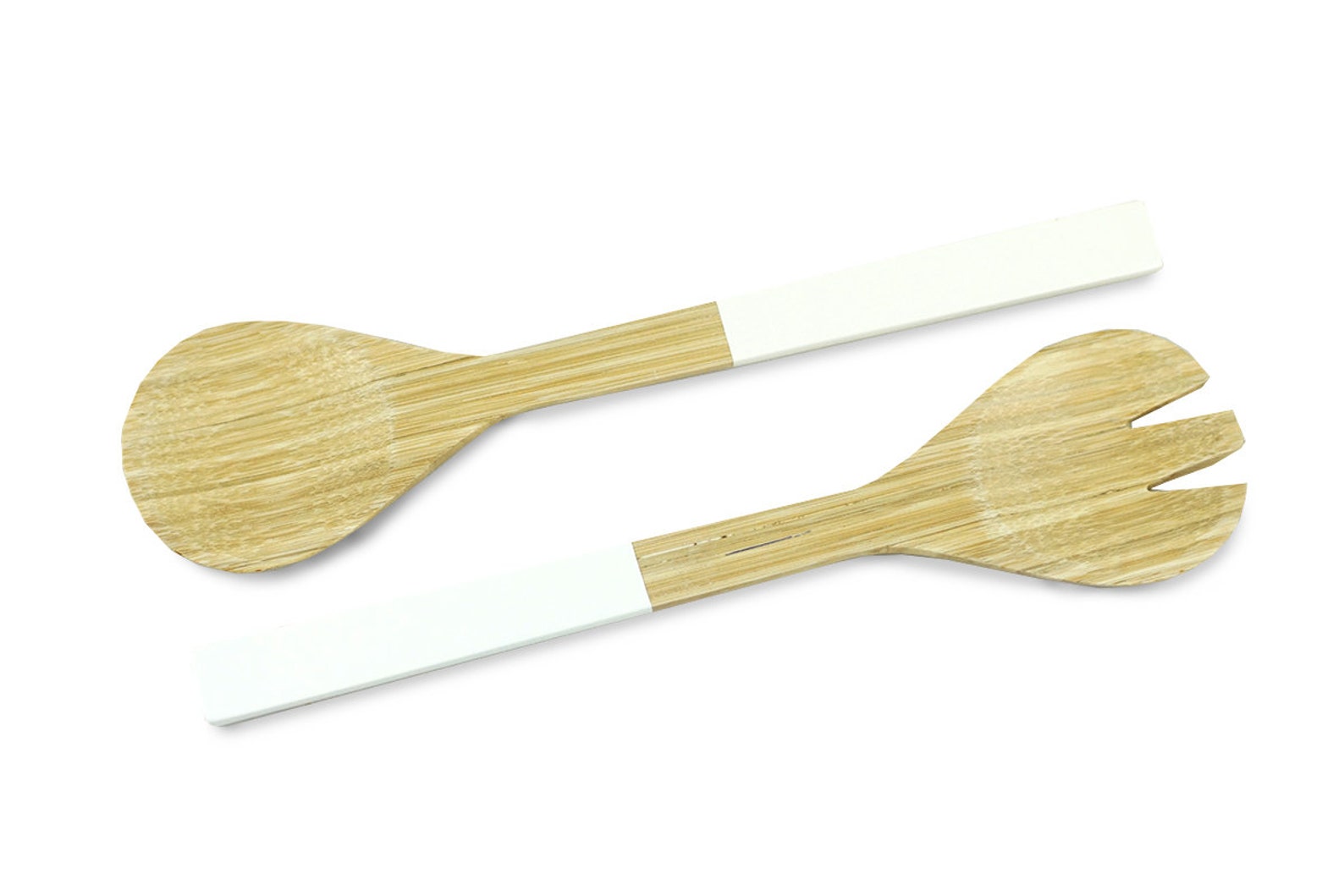 Bamboo Salad Server Set 12 Long One Pair Spoon and Fork Etsy