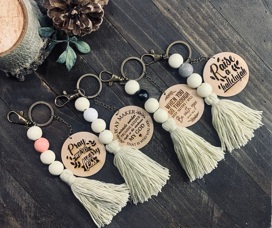 Religouse Keychains Christian Beaded Keychain, Scripture Keychain, Boho Scripture Keychain ...