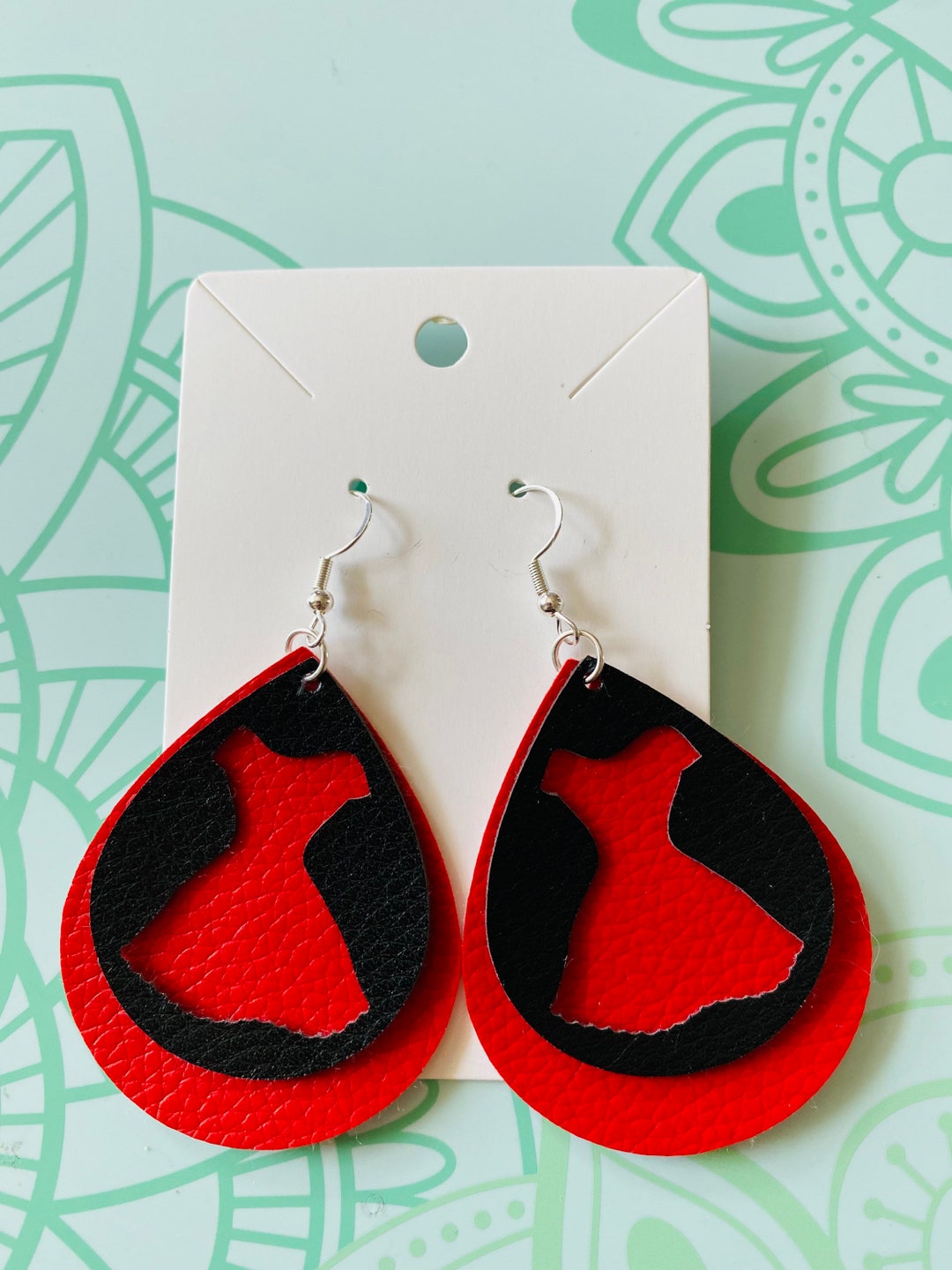 mmiw red dress earrings Red Gold Dress Brick Stitch Fringe MMIW Handmade Earrings