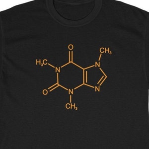 Vintage Caffeine Shirt 90s 1990s Molecular Structure Coffee Stimulant T-shirt Black Tee Tshirt Shirt