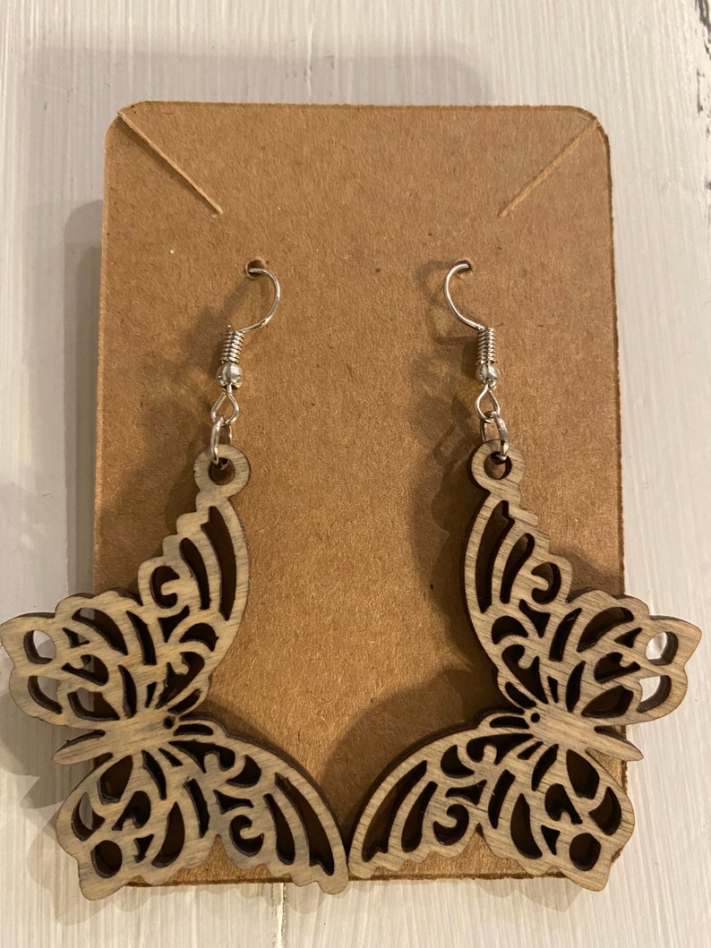 Butterfly Handcrafted Wood Earrings