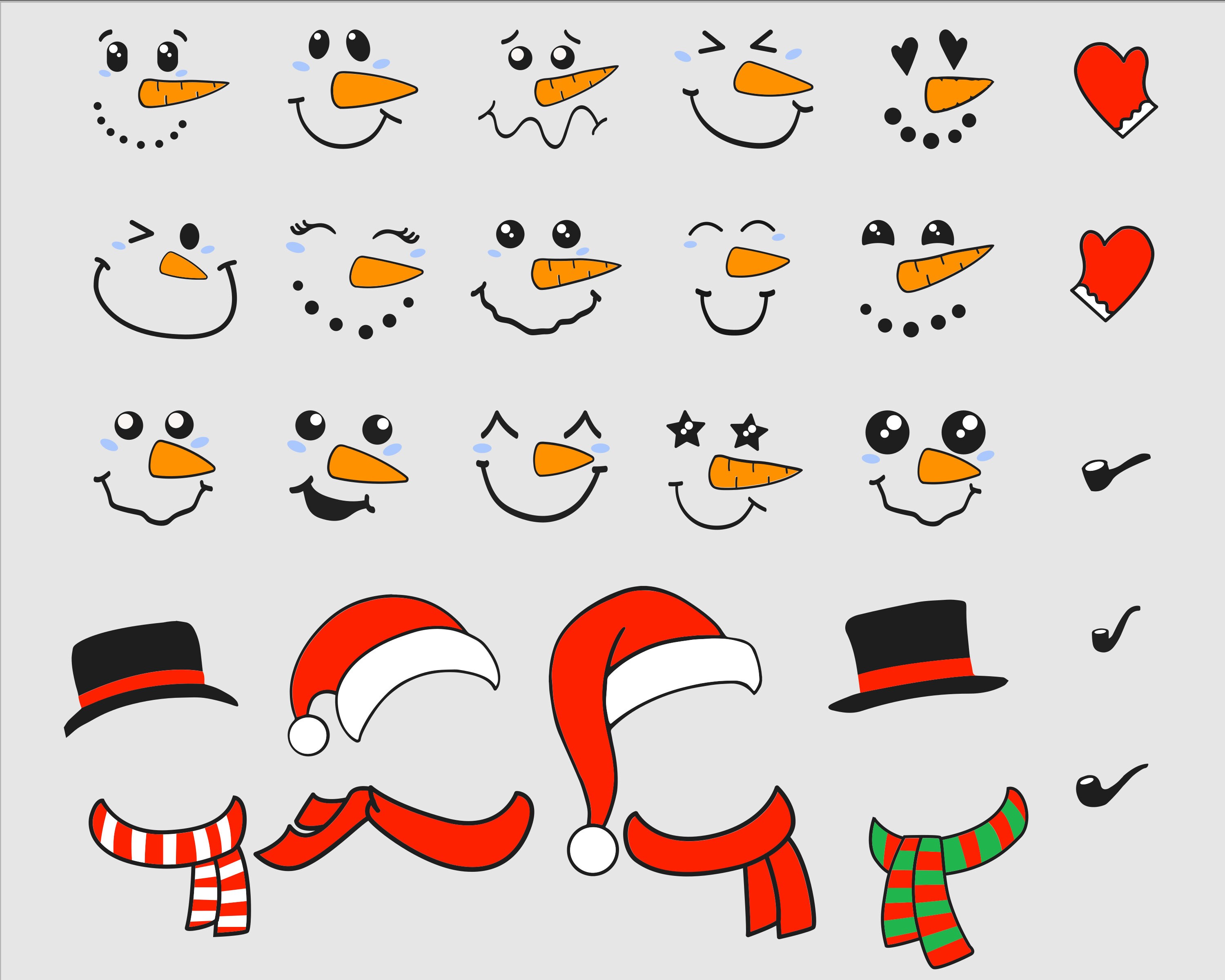 Schneemann Gesichter SVG Bundle Schneemann Svg Schneemann | Etsy