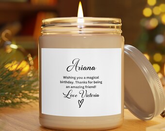 Personalized Birthday Name Candle, Custom Birthday Candle, Soy Wax, Candles 9oz,  Birthday Gift For Her, Gift For Friend, Gift For Moms