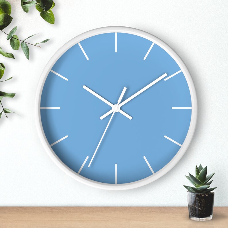 Baby Blue Wall Clock, Simple Minimalistic Clock, Home Decor, Office ...