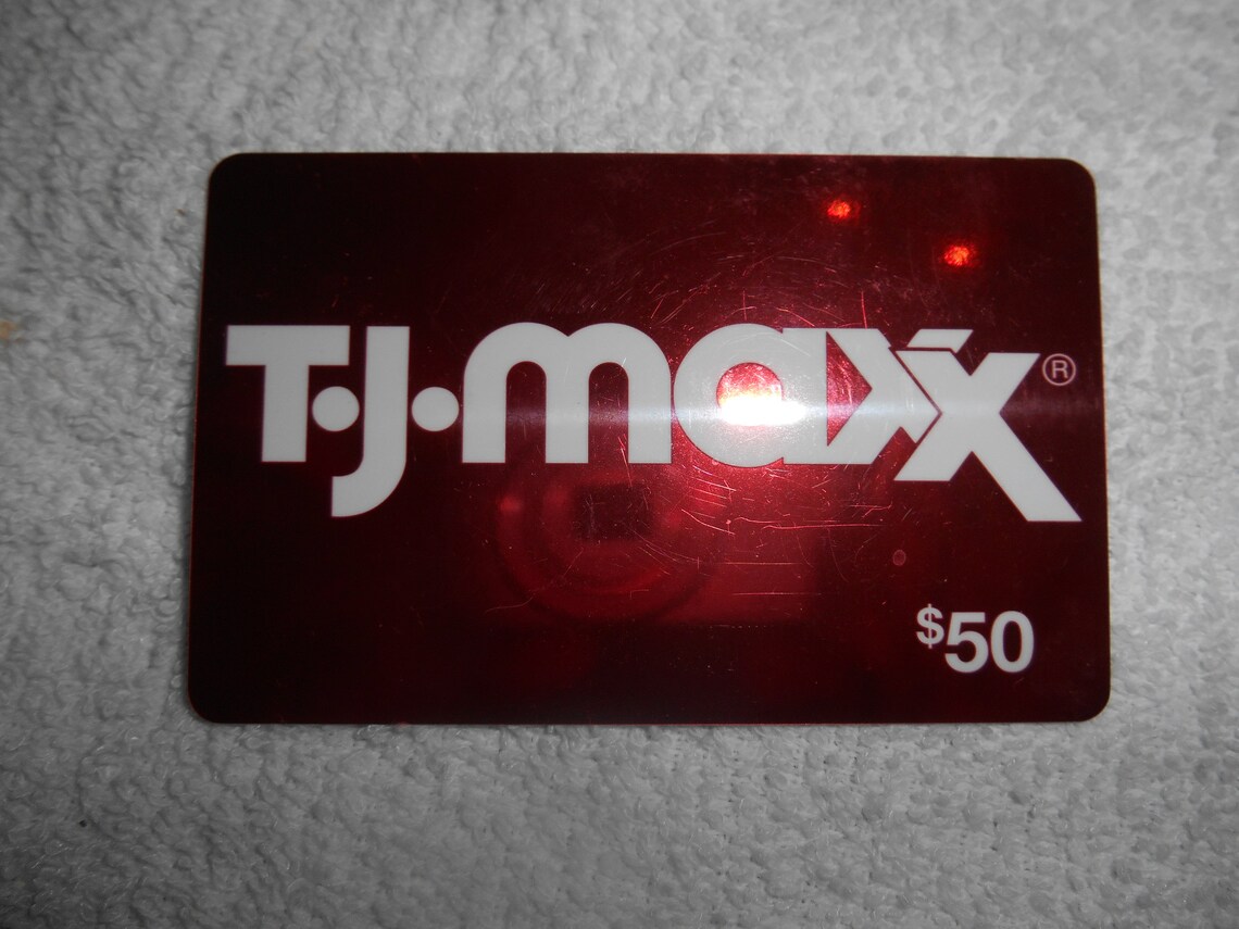 T.J.MAXX Gift Card for Fifty Dollars Photo Shows Validated Etsy Australia