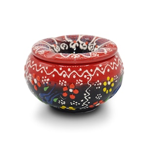 Olba Ceramic Ashtray – Now Get Anatolian Unique Ashtray – Decorative Ash Tray with Lid – Handcrafted Ceramic Decorative Ashtray with Lid