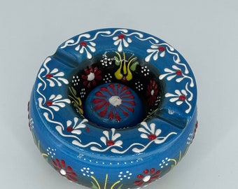 Olba Ceramic Ashtray – Now Get Anatolian Unique Ashtray – Decorative Ash Tray with Lid – Handcrafted Ceramic Decorative Ashtray with Lid