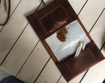 Handmade Leather - Artisan Tobacco/Minimal carry pouch - Gift for smokers(With Suprise Gift)