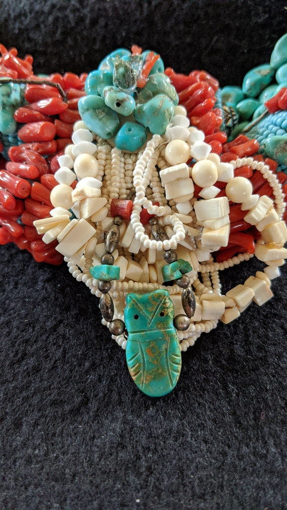 Choker Natural Mediterranean Coral, Turquoise and 