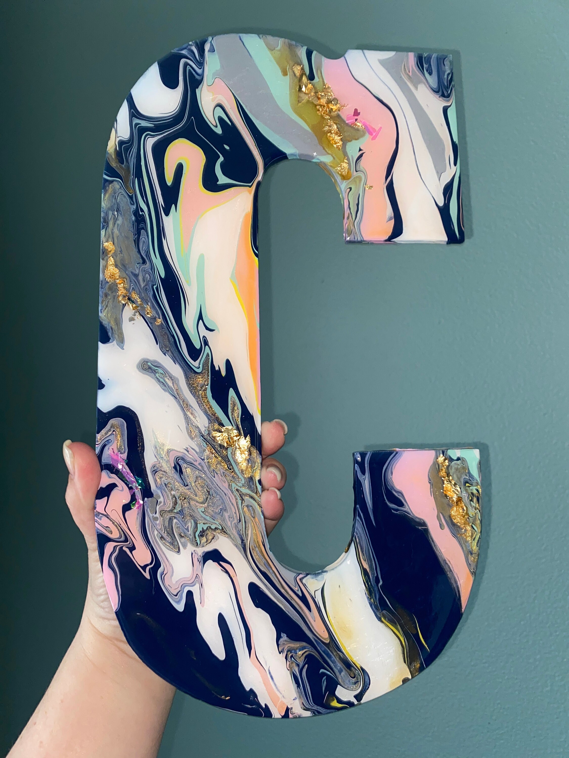 Acrylic pour letter resin letter custom letter wall hanging Etsy