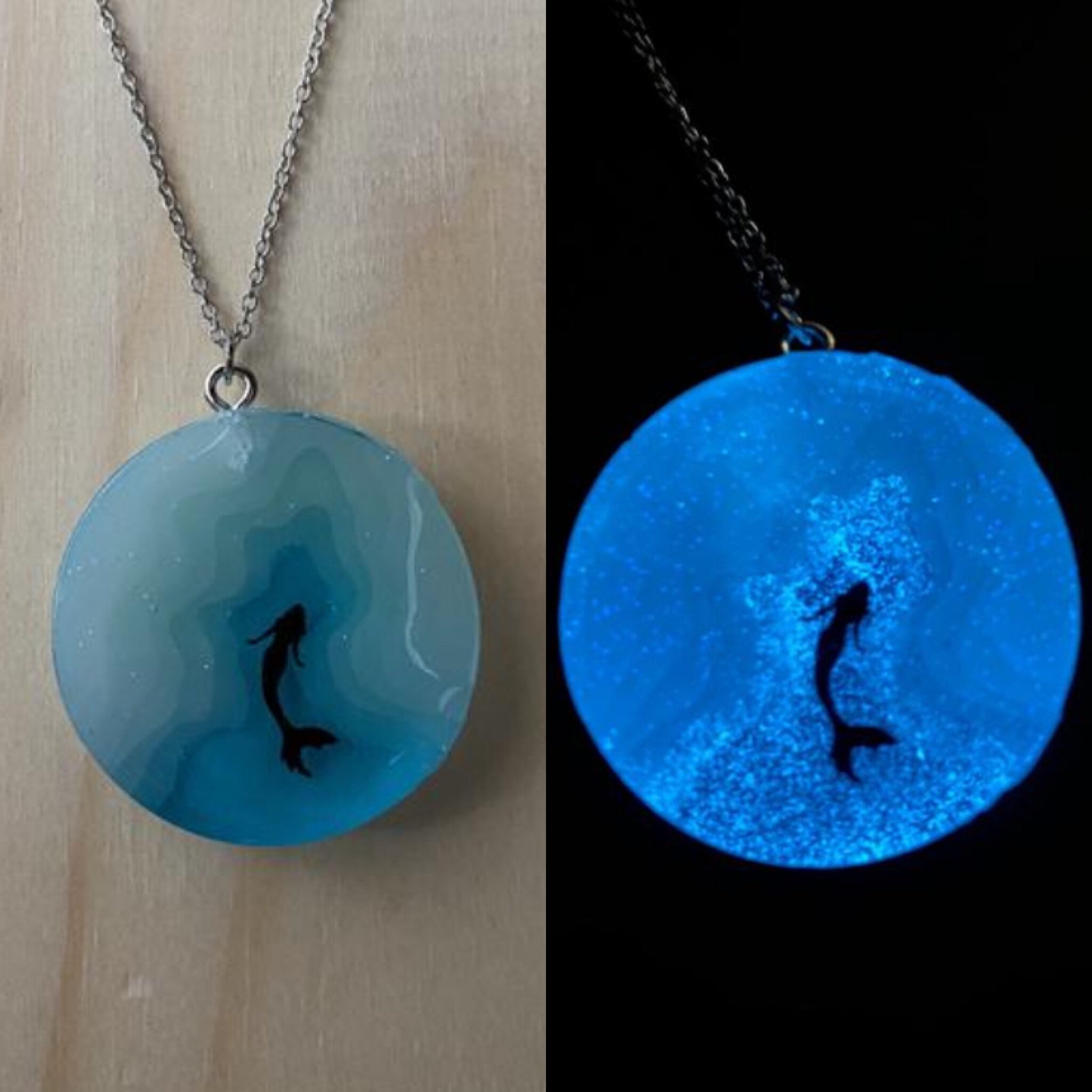 Glow in the dark Mermaid necklace Etsy