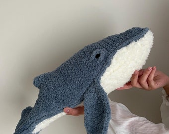 Whale Plush Toy | Big Whale Stuffed Animal | Handmade Crochet Whale | Ocean Nursery Decor | Cuddle Buddy Gift for Kids