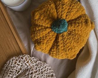 Citrouilles au crochet | Décoration d'automne faite main | Ensemble citrouille en tricot | Décoration d'Halloween | Centre de table rustique pour Thanksgiving