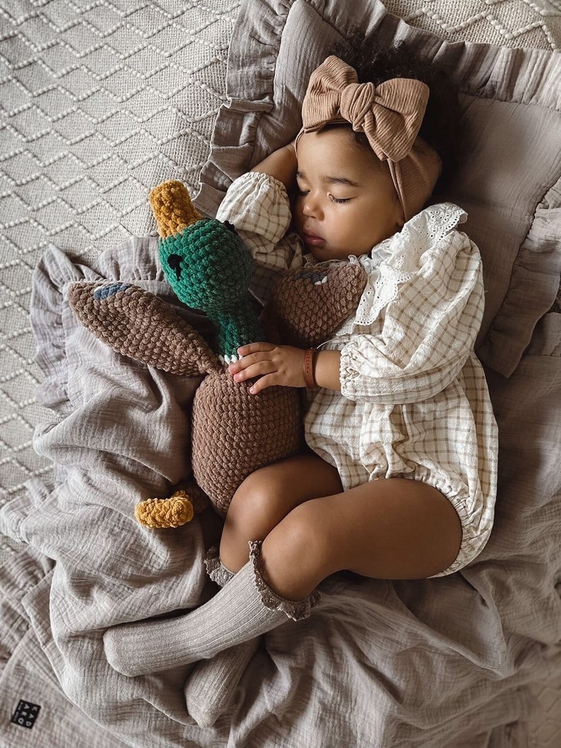 Duck Plushie Sleeping Toy Crochet Cuddle Toy Toddler Toy Snuggle For Babies Nursery Decor Stuffed Animal image 1