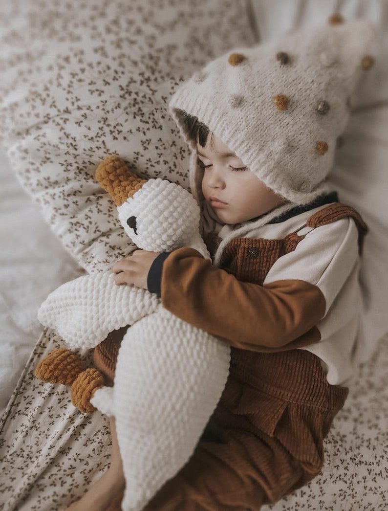 Goose Plushie Sleeping Toy Crochet Cuddle Toy Toddler Toy Snuggle For Babies Nursery Decor Stuffed Animal image 7