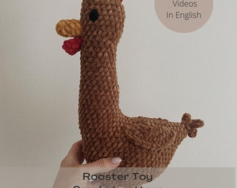 Rooster Crochet Pattern | Plush Amigurumi Pattern | Beginner Crochet Tutorial | DIY Baby Hen Toy | Do It Yourself Baby Gift