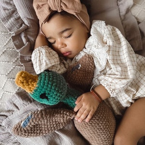 Duck Plushie Sleeping Toy Crochet Cuddle Toy Toddler Toy Snuggle For Babies Nursery Decor Stuffed Animal image 6