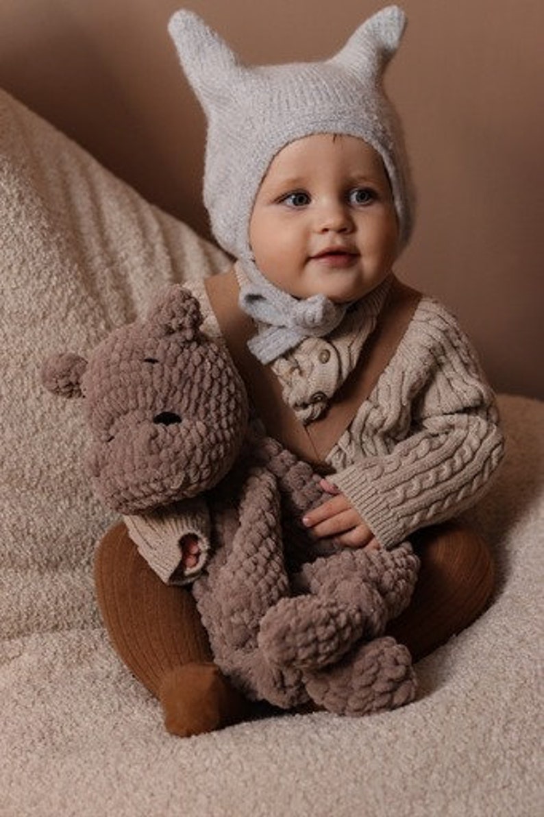 Hippo Plushie Sleeping Toy Crochet Hippo Cuddle Toy Lovey Toddler Toy