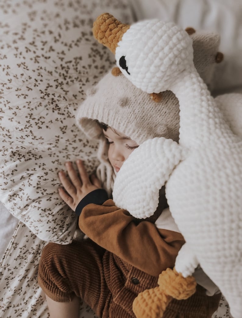 Goose Plushie Sleeping Toy Crochet Cuddle Toy Toddler Toy Snuggle For Babies Nursery Decor Stuffed Animal image 10
