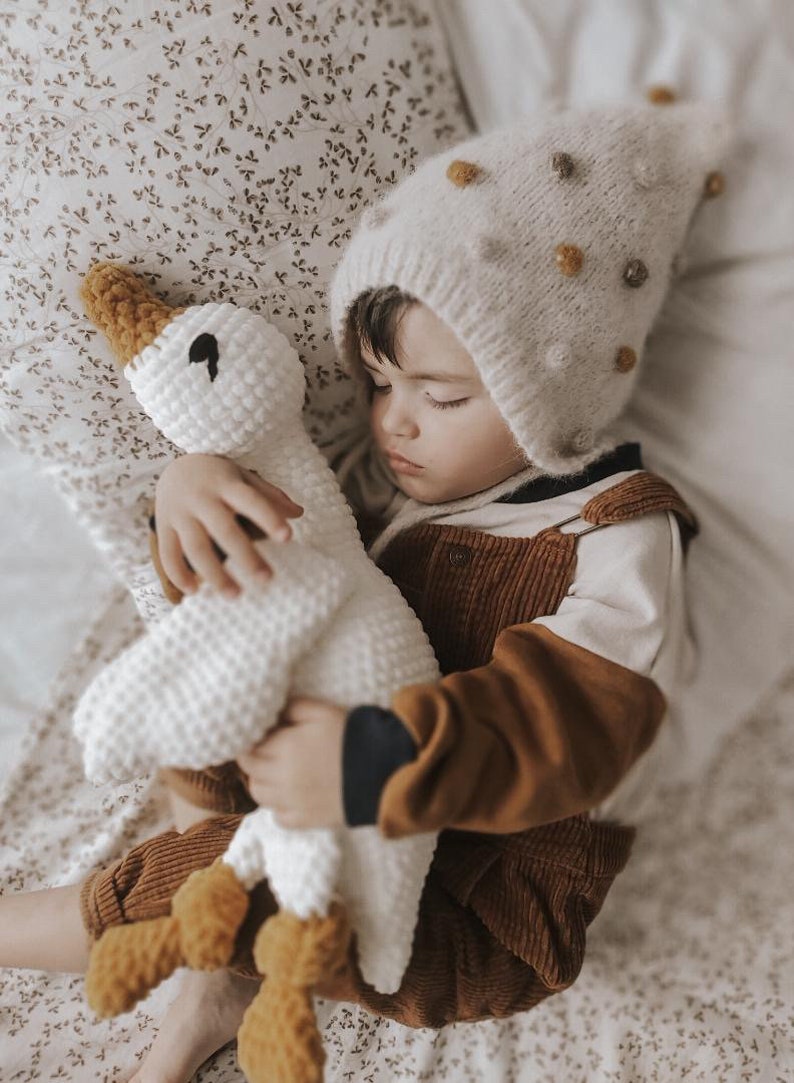 Goose Plushie Sleeping Toy Crochet Cuddle Toy Toddler Toy Snuggle For Babies Nursery Decor Stuffed Animal image 8