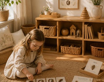Actividades Montessori imprimibles sobre el ciclo de vida de las abejas para niños / Tarjetas de secuenciación de abejas / Hojas de trabajo de ciencias para preescolar / Paquete de aprendizaje para la educación en casa