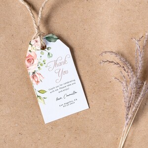 Editable Floral Gift Tag Template Pink Blush Theme First Birthday Second Third Fourth Flower Theme Party Invite. INSTANT DOWNLOAD