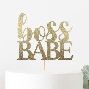 Boss Babe Cake Topper For Queen&#39;s Birthday Entrepreneur Boss Lady Girl Boss Birthday Babe Bossy AF New Job. Double Sided Glitter Cardstock