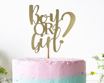 Boy or Girl? Cake Topper For Gender Reveal, Baby Shower Celebration, Baby Announcement. Double Sided Glitter Cardstock