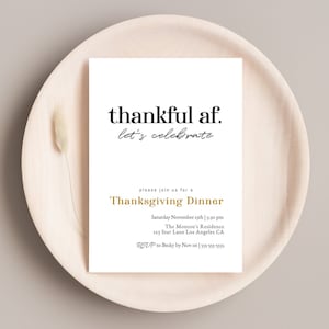 Plantilla editable de invitación de agradecimiento AF para cena de Acción de Gracias, comida compartida, celebración de noviembre, ¡Reunámonos en otoño! Imprimible. DESCARGA INSTANTÁNEA.