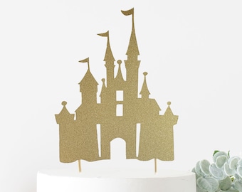 Castle Cake Topper For Birthday Party, Baby Shower, Party Decoration. Double Sided Glitter Cardstock