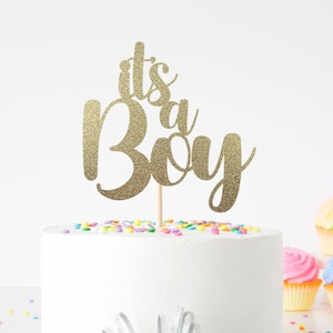 Its a Boy Cake Topper Glitter MDF Gender Reveal Baby Shower Party Decorations 