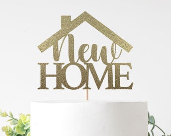 New Home Cake Topper For Housewarming, Home Sweet Home, Welcome Home, New House Celebration. Double Sided Glitter Cardstock